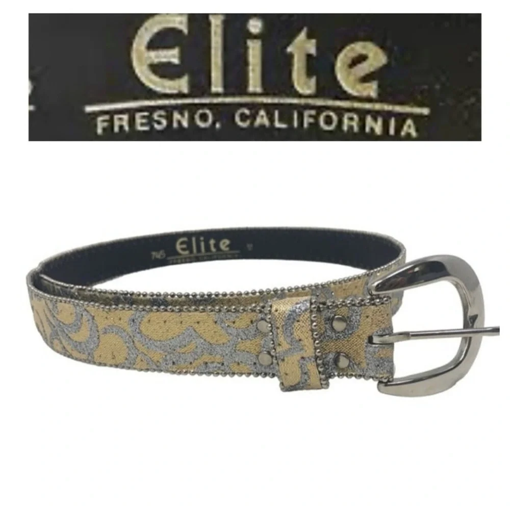 Vintage Elite Gold & Silver Metallic Belt